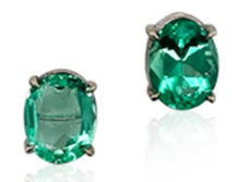 ESTATE LARGE 4.1CT AAA COLOMBIAN EMERALD 18KT WHITE GOLD 3D OVAL STUD EARRINGS