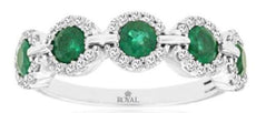 1.07CT DIAMOND & AAA EMERALD 14KT WHITE GOLD 5 STONE LOVE KNOT ANNIVERSARY RING
