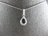 ESTATE .68CT DIAMOND & AAA SAPPHIRE 14K WHITE GOLD 3D TEAR DROP FLOATING PENDANT