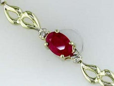2.65CT DIAMOND & AAA RUBY 14K YELLOW GOLD OVAL ROUND BY THE YARD TENNIS BRACELET