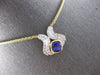 LARGE 3.2CT DIAMOND & AAA TANZANITE 18KT 2 TONE GOLD DOUBLE WAVE NECKLACE #28105