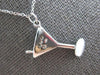 ESTATE .05CT DIAMOND 14KT WHITE GOLD 3D CLASSIC MARTINI FUN FLOATING PENDANT
