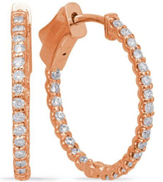 ESTATE .55CT DIAMOND 14KT ROSE GOLD 3D CLASSIC INSIDE OUT HOOP HANGING EARRINGS