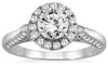 ESTATE 1.5CT DIAMOND 14KT WHITE GOLD 3D CLASSIC HALO FILIGREE ENGAGEMENT RING