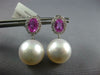 LARGE DIAMOND PINK SAPPHIRE & SOUTH SEA PEARL 18KT WHITE GOLD HANGING EARRINGS