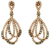 1.02CT WHITE & MOCHA DIAMOND 14KT ROSE GOLD MULTI ROW TEAR DROP HANGING EARRINGS