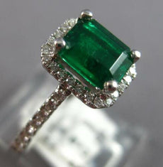 1.23CT DIAMOND & AAA EMERALD 18KT WHITE GOLD SQUARE & ROUND HALO ENGAGEMENT RING