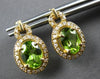 2.51CT DIAMOND & AAA PERIDOT 14KT YELLOW GOLD OVAL & ROUND HALO HANGING EARRINGS