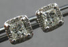 ESTATE 1.10CT DIAMOND 14KT WHITE GOLD PRINCESS & ROUND SQUARE HALO STUD EARRINGS
