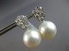ESTATE LARGE 1.87CT DIAMOND & AAA SOUTH SEA PEARL 18KT WHITE GOLD 3D HANGING EARRINGS
