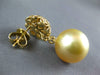 ESTATE LARGE .30CT DIAMOND & AAA GOLDEN SOUTH SEA PEARL 18K YELLOW GOLD EARRINGS