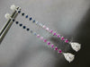 LONG 1.46CT DIAMOND & AAA MULTI COLOR SAPPHIRE 14K WHITE GOLD HANGING EARRINGS