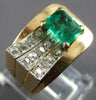 ANTIQUE LARGE 1.61CT DIAMOND & AAA COLOMBIAN EMERALD 14K 2 TONE GOLD RING #27823