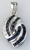 1.02CT DIAMOND & AAA SAPPHIRE 14KT WHITE GOLD ROUND & BAGUETTE FLOATING PENDANT