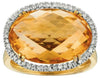 ESTATE LARGE 13.20CT DIAMOND & AAA CITRINE 14K YELLOW GOLD OVAL & ROUND FUN RING