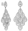 LARGE 4.64CT DIAMOND 18K WHITE GOLD 3D ROUND & BAGUETTE MULTI TEAR DROP EARRINGS