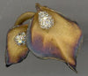 ESTATE .28CT DIAMOND 18KT WHITE & YELLOW GOLD 3D DOUBLE LEAF FUN RING