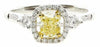 .76CT WHITE & FANCY YELLOW DIAMOND 18KT 2 TONE GOLD CUSHION HALO ENGAGEMENT RING