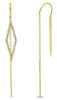 .26CT DIAMOND 14K YELLOW GOLD 3D ROUND GEOMETRICAL DOUBLE SIDED HANGING EARRINGS