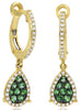 .68CT DIAMOND & AAA GREEN GARNET 14KT YELLOW GOLD 3D CLUSTER TEAR DROP EARRINGS