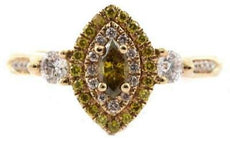 .62CT WHITE PINK & FANCY YELLOW DIAMOND 18KT ROSE GOLD MARQUISE ENGAGEMENT RING