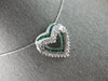ESTATE .76CT DIAMOND & AAA EMERALD 14KT WHITE GOLD DOUBLE HEART FLOATING PENDANT
