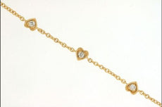 ESTATE .15CT DIAMOND 14KT YELLOW GOLD 3D HEART BY THE YARD LOVE BRACELET