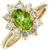 ESTATE 1.60CT DIAMOND & AAA PERIDOT 14K YELLOW GOLD OVAL & ROUND FLOWER FUN RING