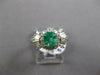 ESTATE 1.39CT DIAMOND & AAA EMERALD PLATINUM 3D SQUARE FLORAL ENGAGEMENT RING