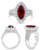 2.99CT DIAMOND & AAA RUBY 18KT WHITE GOLD 3D MARQUISE SHAPE & ROUND CLASSIC RING