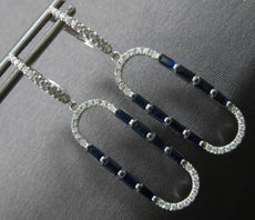 1.33CT DIAMOND & AAA SAPPHIRE 14KT WHITE GOLD BAGUETTE & ROUND HANGING EARRINGS