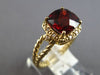 2CT DIAMOND & AAA GARNET 14KT YELLOW GOLD 3D CUSHION & ROUND FILIGREE LOVE RING