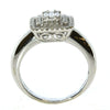 LARGE 1.10CT DIAMOND 18KT WHITE GOLD ROUND & BAGUETTE DOUBLE HALO COCKTAIL RING