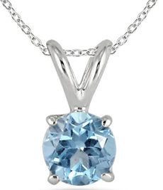 .45CT AAA AQUAMARINE 14KT WHITE GOLD 3D CLASSIC ROUND SOLITAIRE FLOATING PENDANT