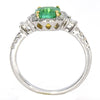 ESTATE 1.37CT DIAMOND & AAA EMERALD 18K 2 TONE GOLD SQUARE HALO ENGAGEMENT RING