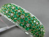 ESTATE LARGE 10.9CT & AAA EMERALD DIAMOND 18K 2 TONE GOLD FLOWER BANGLE BRACELET
