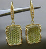 ESTATE LARGE 2.15CT DIAMOND & TOPAZ 18K YELLOW GOLD RECTANGULAR HANGING EARRINGS