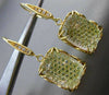 ESTATE LARGE 2.15CT DIAMOND & TOPAZ 18K YELLOW GOLD RECTANGULAR HANGING EARRINGS