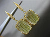 ESTATE LARGE 2.15CT DIAMOND & TOPAZ 18K YELLOW GOLD RECTANGULAR HANGING EARRINGS
