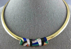 ASCH GROSSBARDT .16CT DIAMOND & AAA MULTI GEM 14KT TWO TONE GOLD NECKLACE #25979