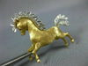 ANTIQUE LARGE .37CT DIAMOND & RUBY 14KT TWO TONE GOLD 3D HORSE PIN BROOCH 25600