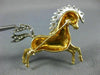 ANTIQUE LARGE .37CT DIAMOND & RUBY 14KT TWO TONE GOLD 3D HORSE PIN BROOCH 25600