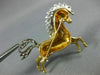 ANTIQUE LARGE .37CT DIAMOND & RUBY 14KT TWO TONE GOLD 3D HORSE PIN BROOCH 25600