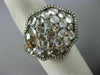 ESTATE LARGE 4.21CT DIAMOND & WHITE QUARTZ 14KT WHITE & ROSE GOLD 3D FLOWER RING