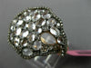 ESTATE LARGE 4.21CT DIAMOND & WHITE QUARTZ 14KT WHITE & ROSE GOLD 3D FLOWER RING