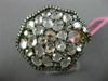 ESTATE LARGE 4.21CT DIAMOND & WHITE QUARTZ 14KT WHITE & ROSE GOLD 3D FLOWER RING