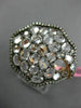 ESTATE LARGE 4.21CT DIAMOND & WHITE QUARTZ 14KT WHITE & ROSE GOLD 3D FLOWER RING