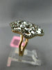 ESTATE LARGE 4.21CT DIAMOND & WHITE QUARTZ 14KT WHITE & ROSE GOLD 3D FLOWER RING