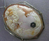 ESTATE LARGE .03CT OLD MINE DIAMOND 14K WHITE GOLD 3D LADY CAMEO BROOCH PENDANT