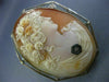 ESTATE LARGE .03CT OLD MINE DIAMOND 14K WHITE GOLD 3D LADY CAMEO BROOCH PENDANT